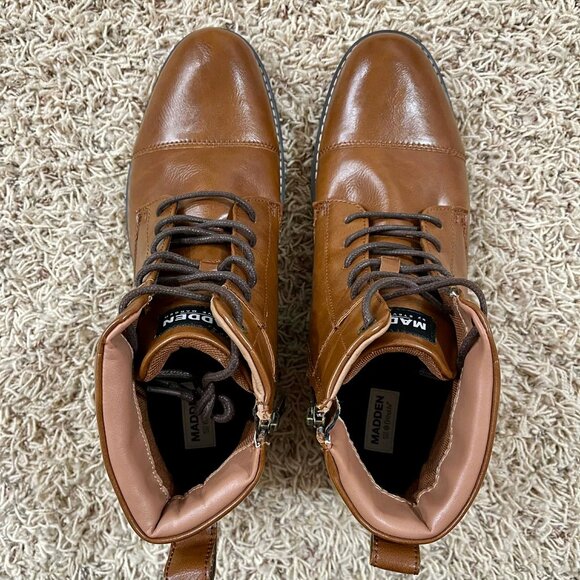 Steve Madden Men Madden By Steve Madden Men’s Lace-Up Combat Boots Brown, Size 13 (New)
